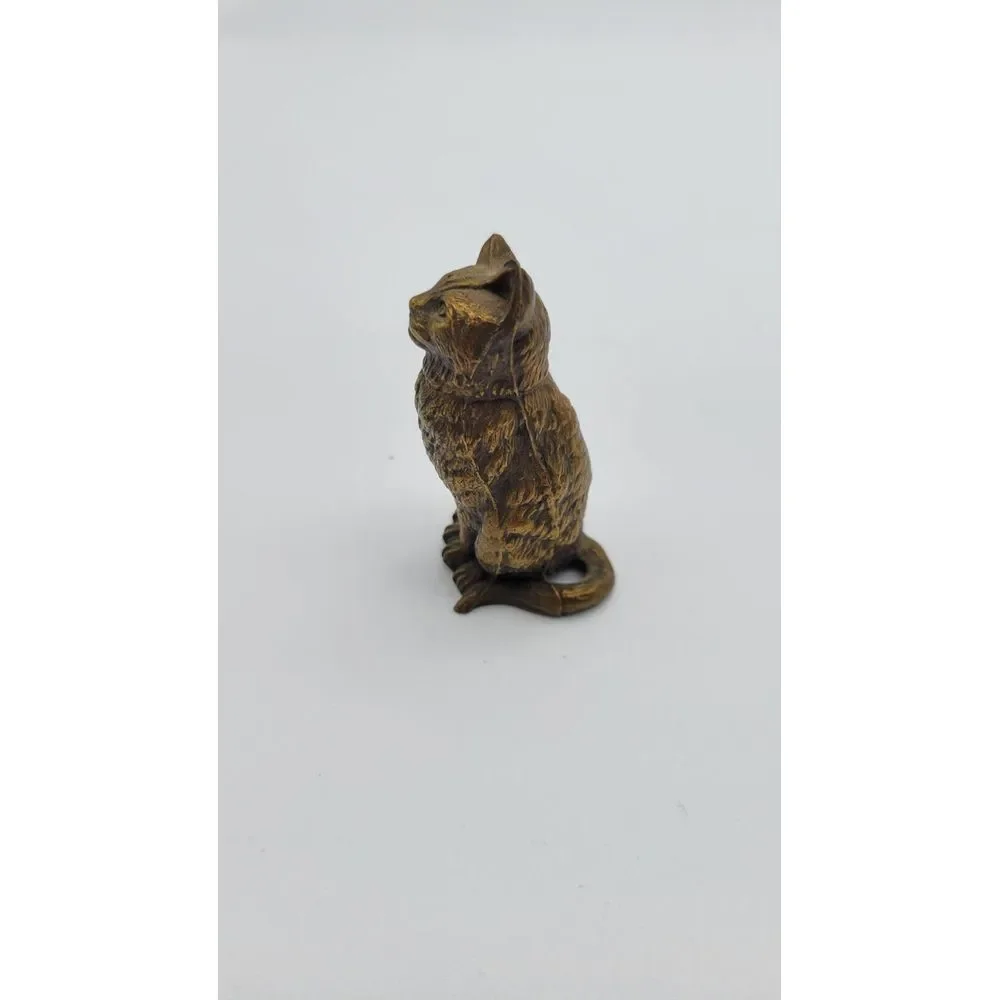 Vintage Brass‎ Look Resin Kitty Figurine Cat cute